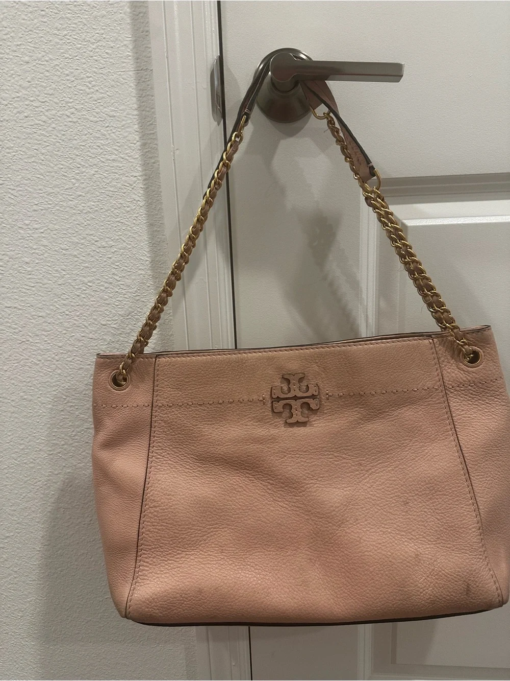 Tory Burch Dusty Pink Leather Chain-Handle Shoulder Bag